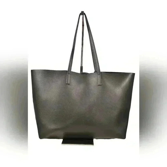 SAINT LAURENT YSL Black Smooth  Calfskin Leather Shopper Tote Italy - Picture 2 of 8